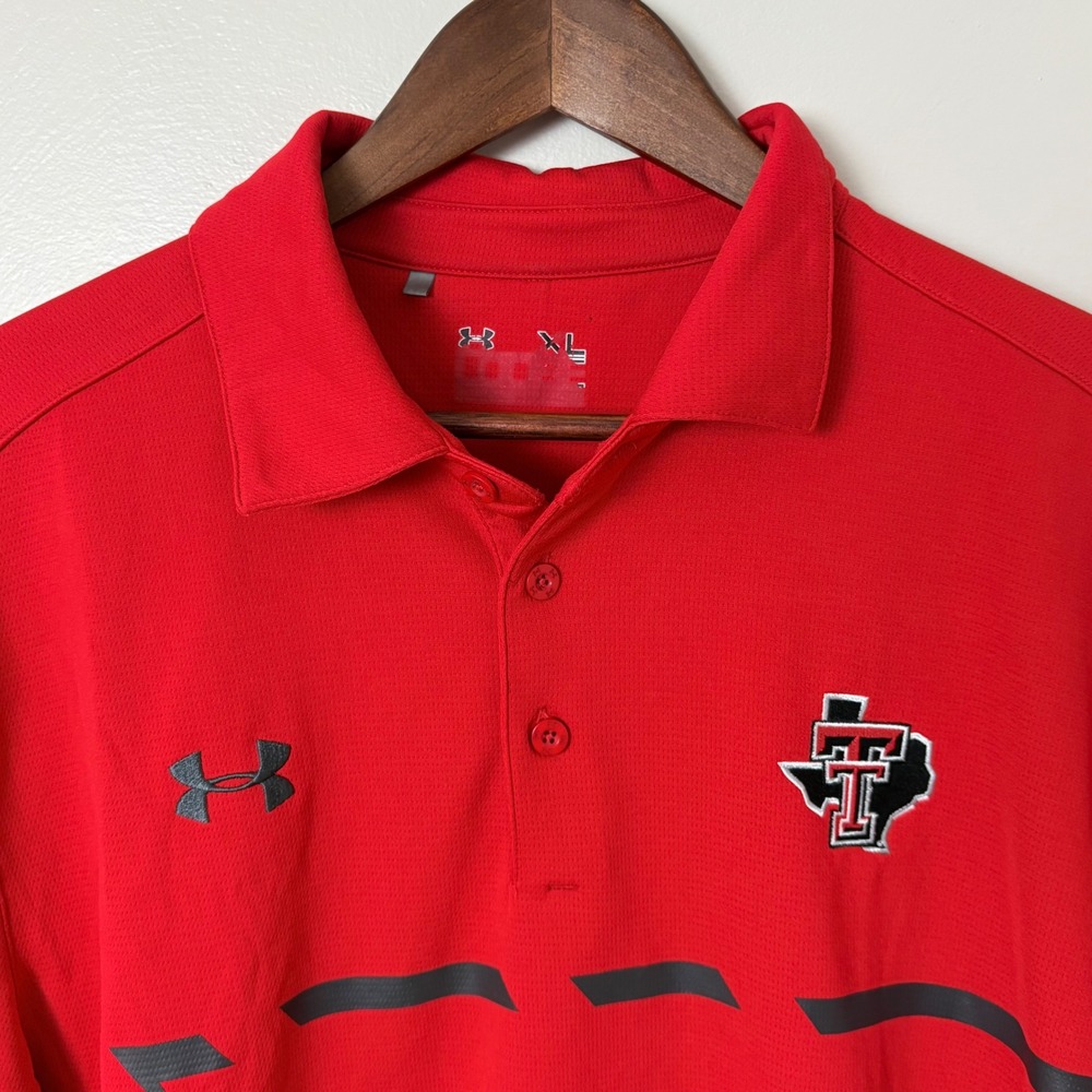 Under Armour Polo Shirt Mens XL Red Texas Tech Red Raiders Football Gameday